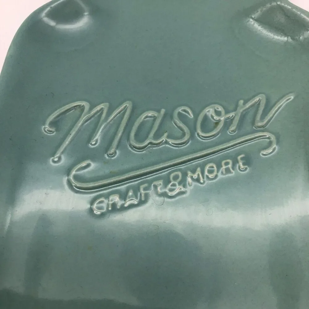 Mason Jar Ceramic Spoon Rest Blue Kitchen